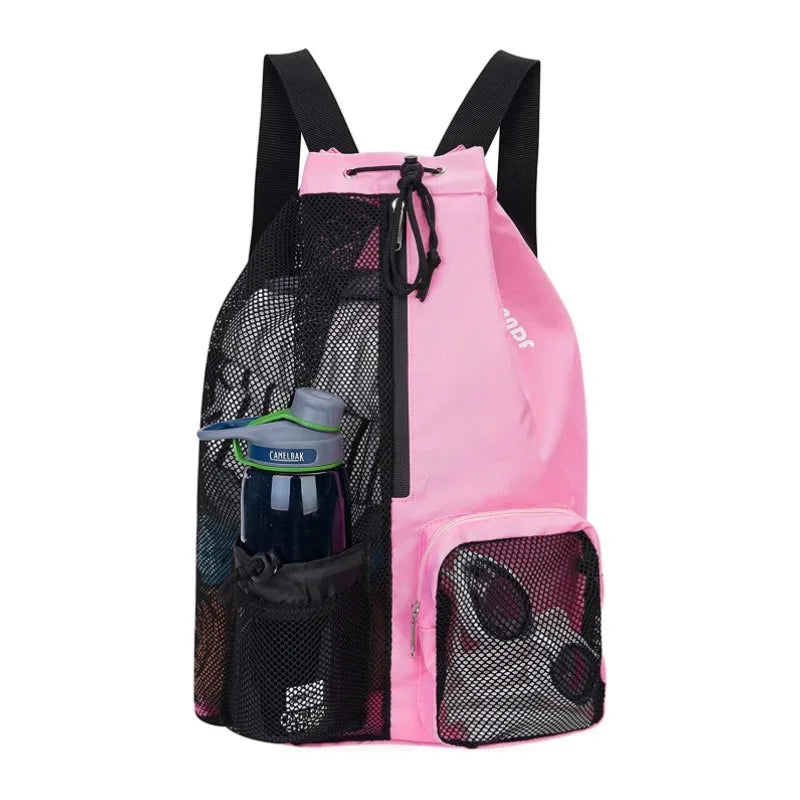 Sinodiving Swimming Waterproof Bag Custom Logo Gym Mesh Drawstring Backpack Swim Mesh Bag Travel Sports Swimming Gym Bag