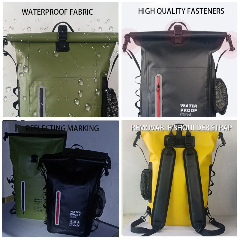 Wholesale 25L PVC Roll Top Dry Waterproof Bag for Outdoor Casual Activities Manufactured Backpack for Water Sports