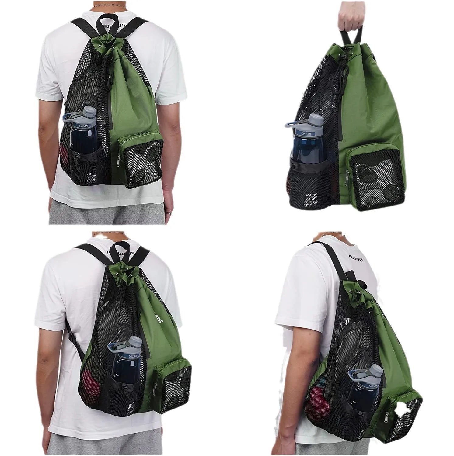 Sinodiving Swimming Waterproof Bag Custom Logo Gym Mesh Drawstring Backpack Swim Mesh Bag Travel Sports Swimming Gym Bag