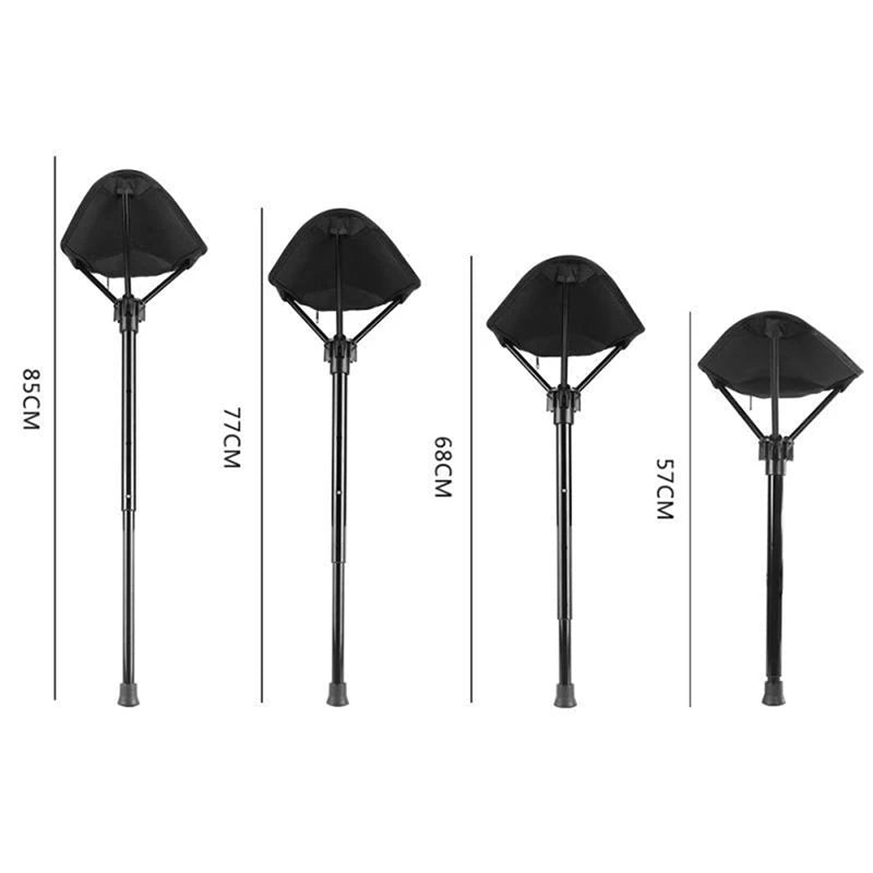 Portable Travel Stool, Folding Stool, Compact Collapsible Stool with a Telescoping Stand to Adjust Seating Height & Support