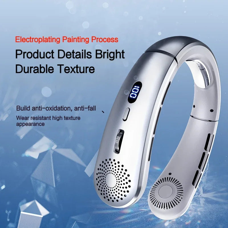 Neck Fan,Lightweight Wearable Fan, Low Noise 5 Speed Hands Free Fan, Hanging Headphone Design Sports Fan for Indoor & Outdoor