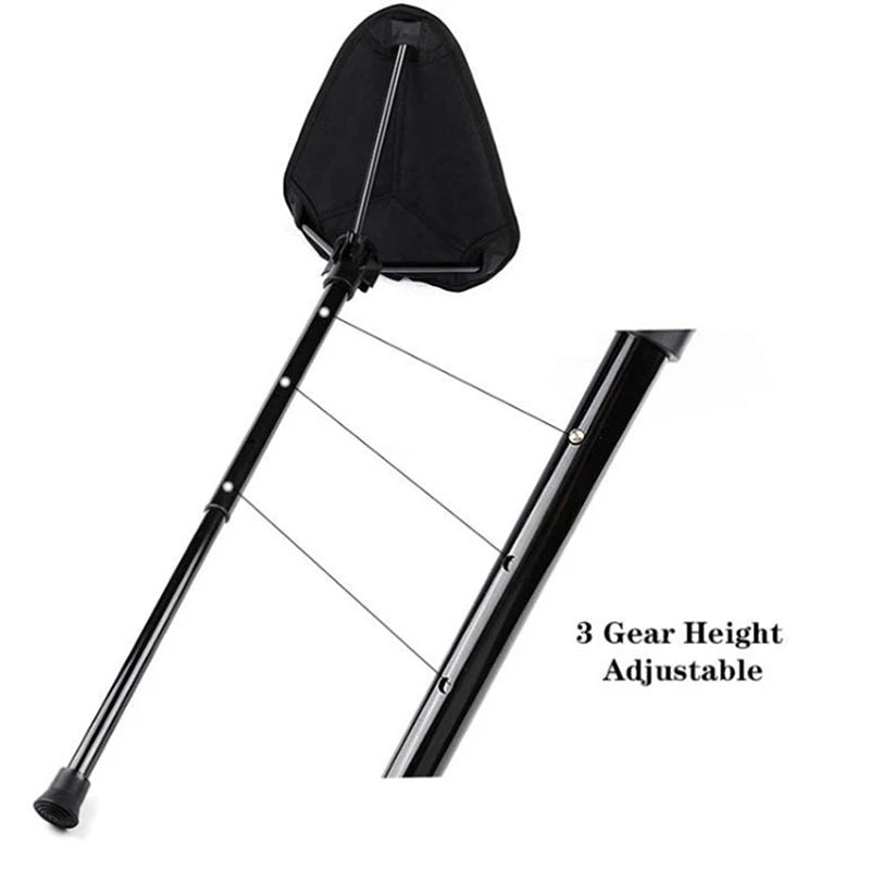 Portable Travel Stool, Folding Stool, Compact Collapsible Stool with a Telescoping Stand to Adjust Seating Height & Support