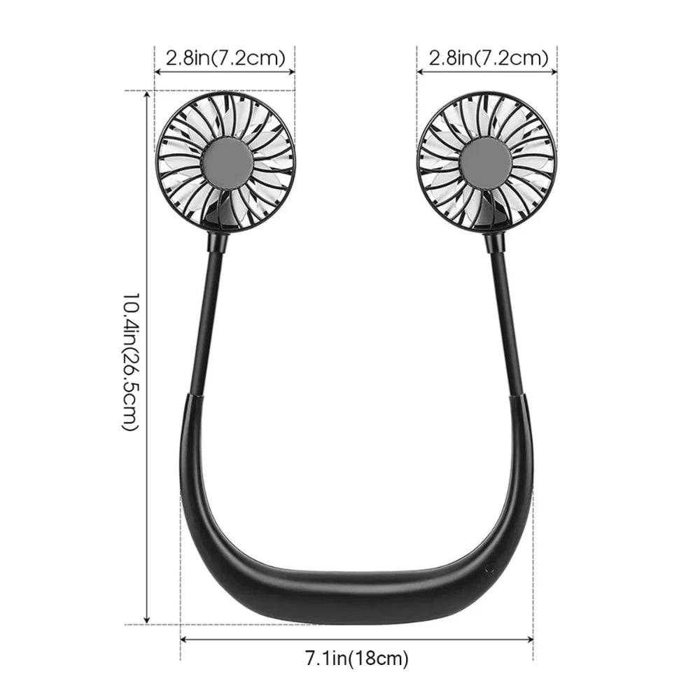 Neck Fan Rechargeable 1200mAh 3 Speeds Portable Personal Cooling Fan for Outdoor