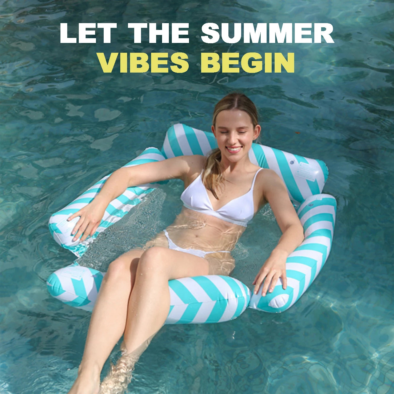 1PC Inflatable Pool Floats, floating pool raft and lounger, 4-in-1 Multifunctional Pool Raft, for Holiday Fun and Relaxation