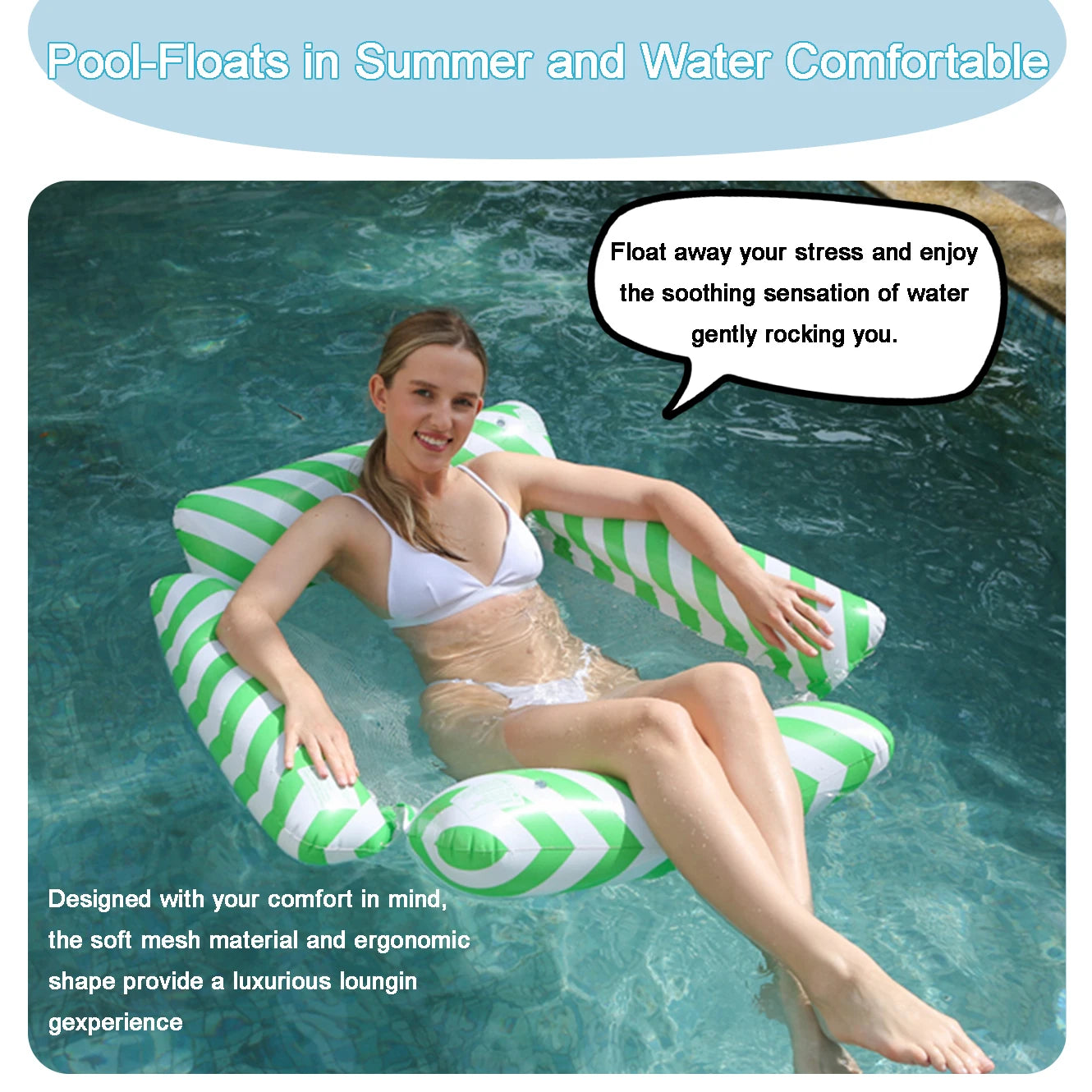 1PC Inflatable Pool Floats, floating pool raft and lounger, 4-in-1 Multifunctional Pool Raft, for Holiday Fun and Relaxation