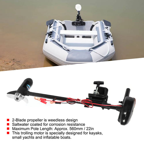 Boat Engine 12V 18lbs Brushed Multi‑Gear Electric Mount Trolling Motor with Propeller for Inflatable Boat Brush Trolling Motor