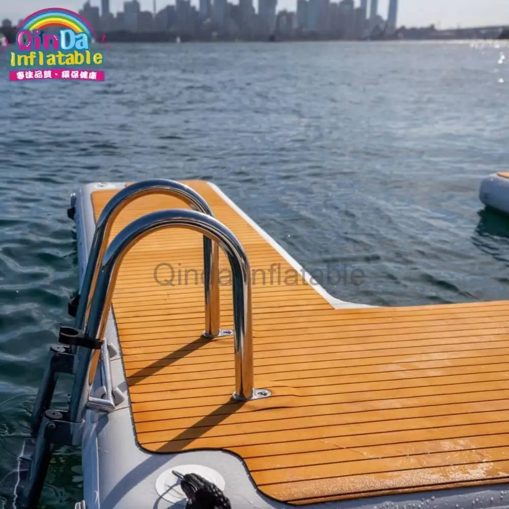 Stock Large 13Ft/ 4M E-Shape Inflatable Jet Ski Dock Platform Water Non-Slip Surface Ating Island Raft, Boat Yacht