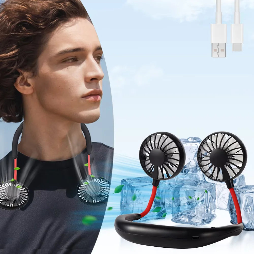 Neck Fan Rechargeable 1200mAh 3 Speeds Portable Personal Cooling Fan for Outdoor