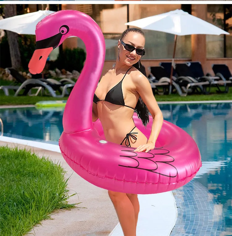 Inflatable Flamingo Pool Float with Lights Solar Powered