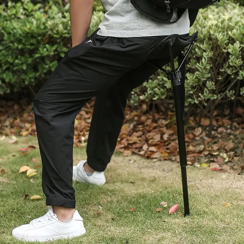 Portable Travel Stool, Folding Stool, Compact Collapsible Stool with a Telescoping Stand to Adjust Seating Height & Support